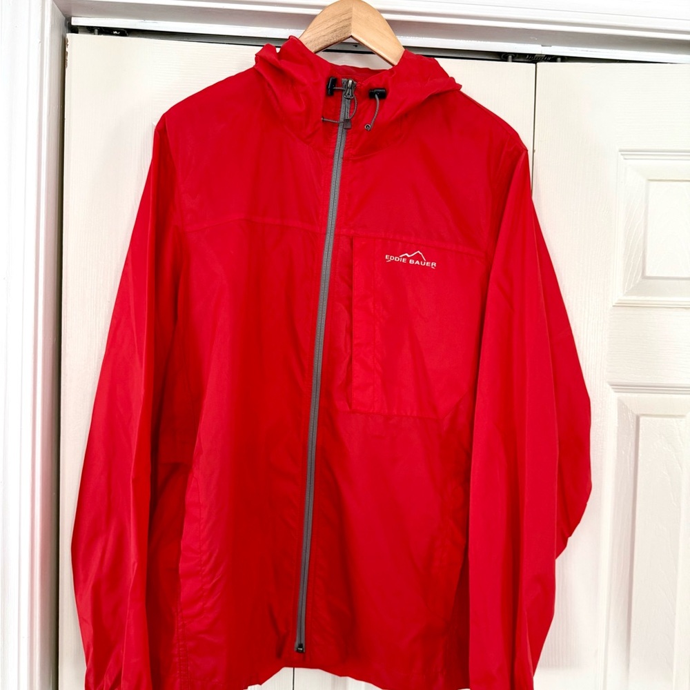 Eddie Bauer Men's Orange Raincoat Waterproof Windbreaker Size Medium